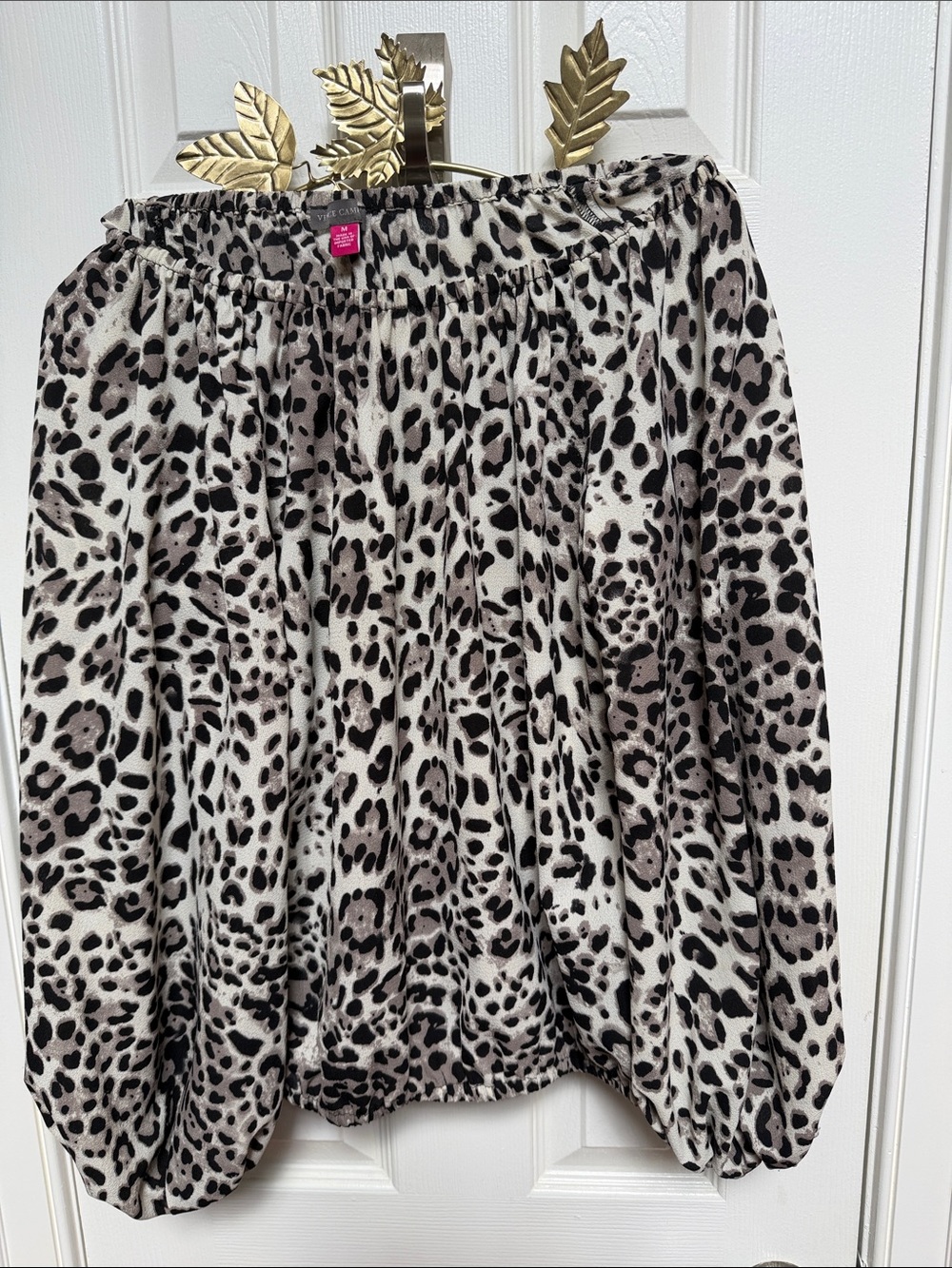 Vince Camuto Leopard Print Bubble Hem Skirt - Black and Cream
